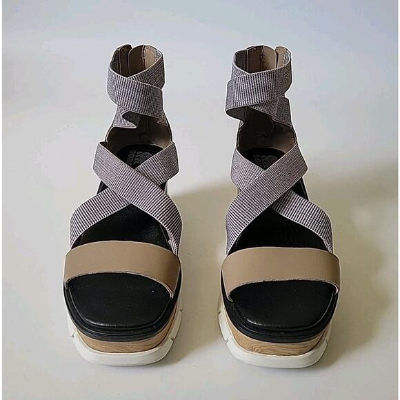 Sorel Joannie III Sport Strap Platform Wedge Sandals Gray Open Toe - Picture 2 of 14